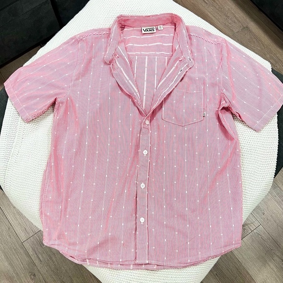 Vans Pink and White Striped Casual Shirt - Picture 1 of 6